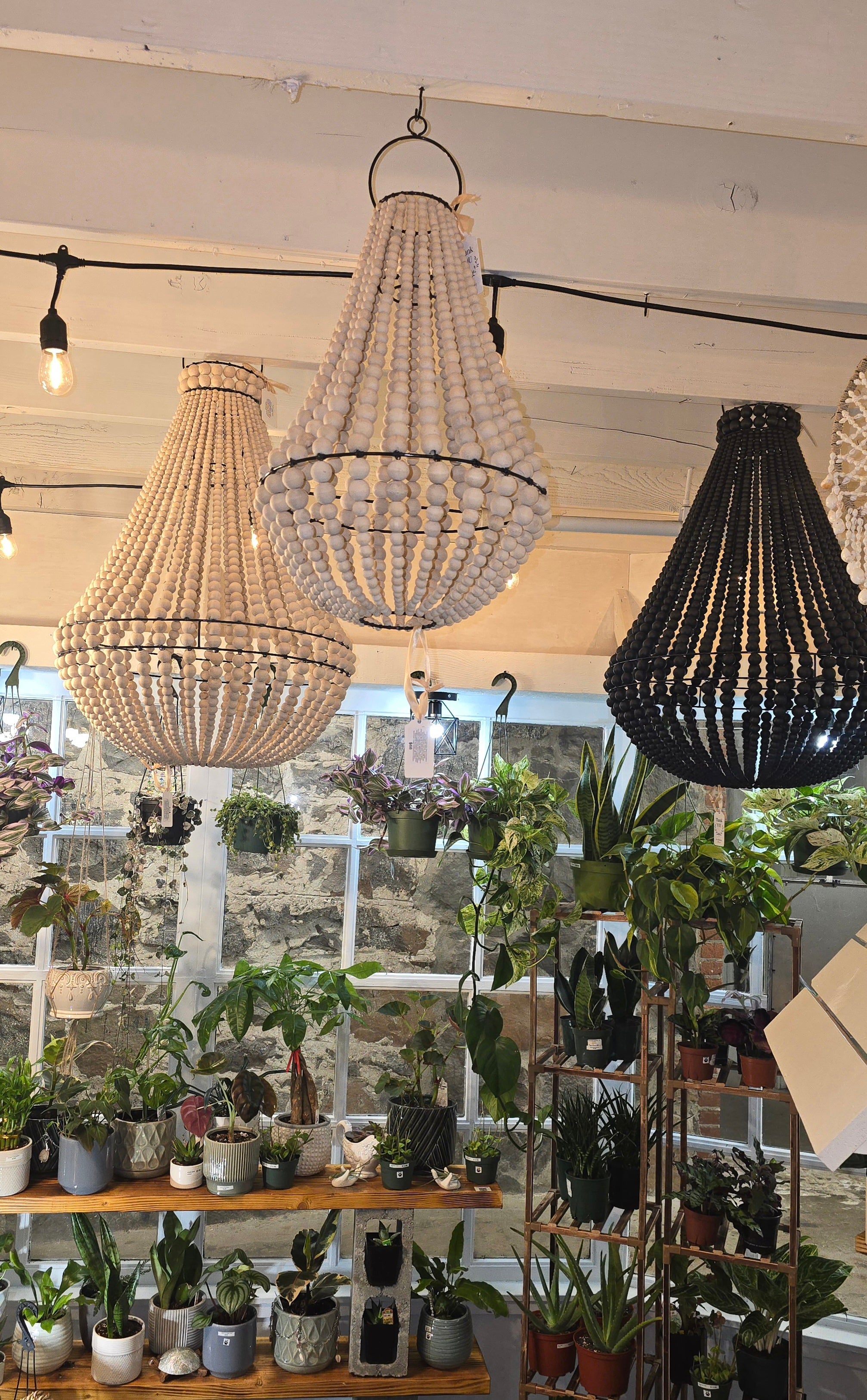 Handcrafted Indonesian Bead Chandeliers - large white