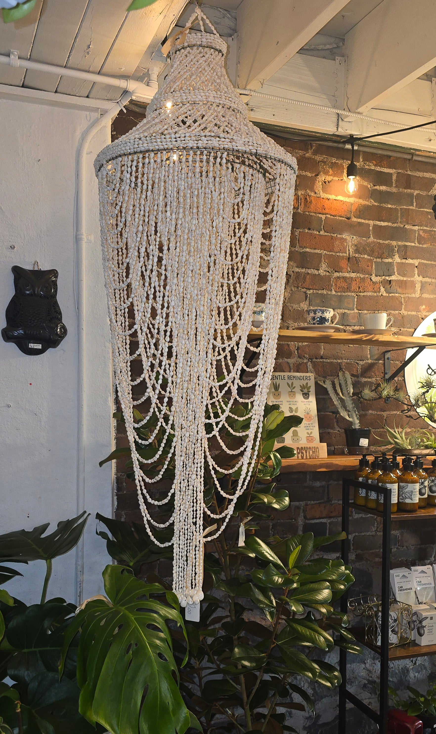 Handcrafted Indonesian Shell & Bead Chandelier