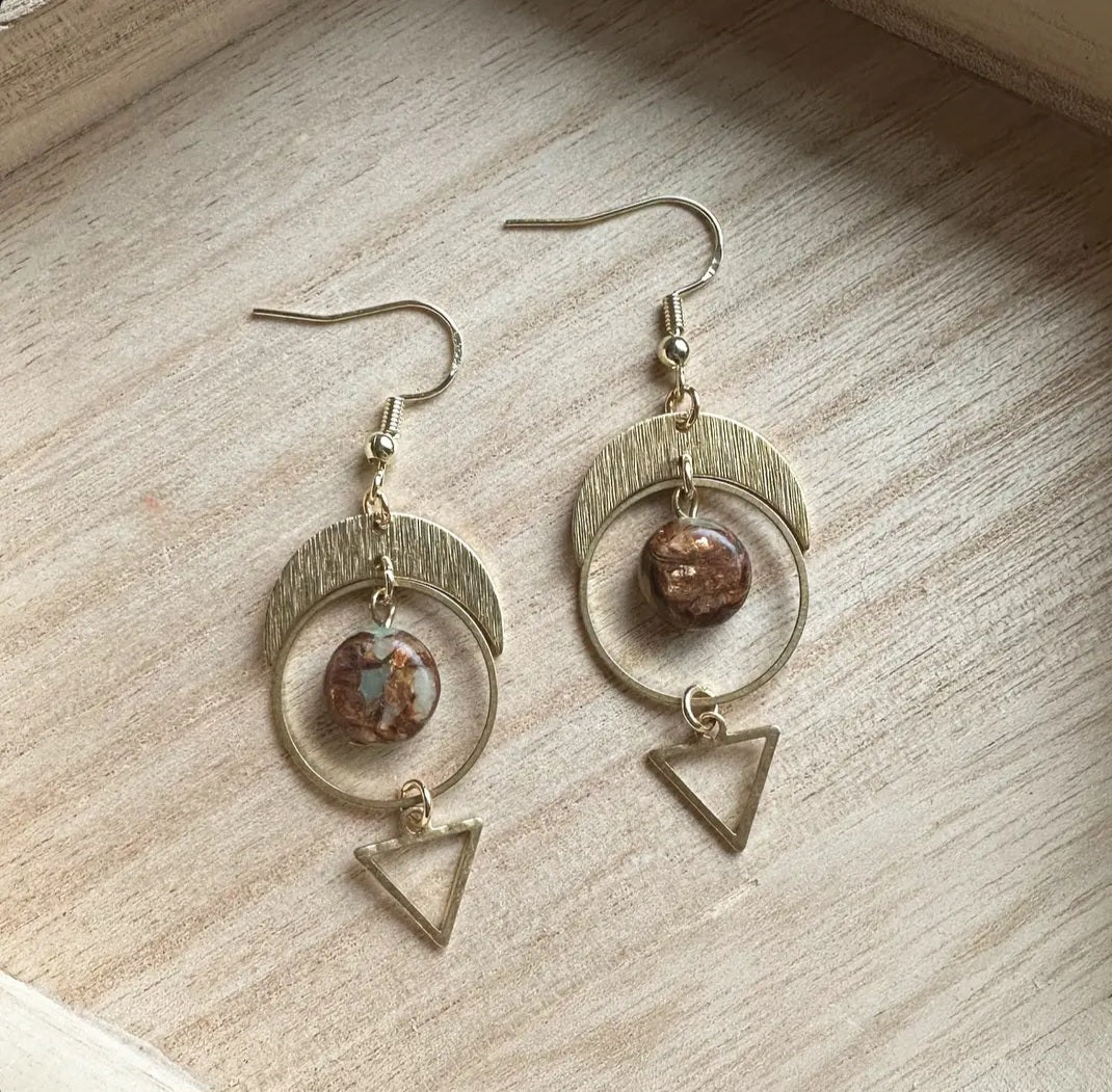 Imperial Jasper Triangle Hoop Earrings