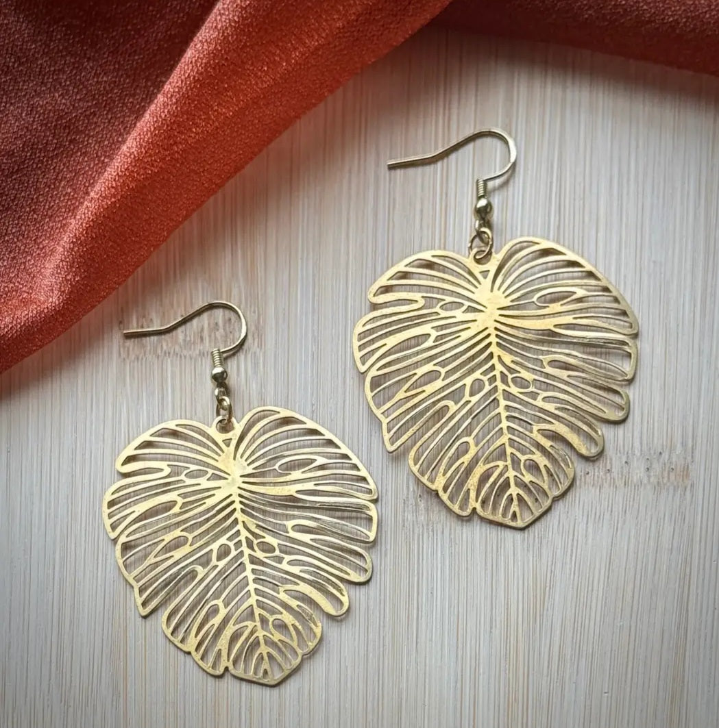 Large Leaf Monstera Earings