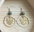African Turquoise Abstract Monstera Earings