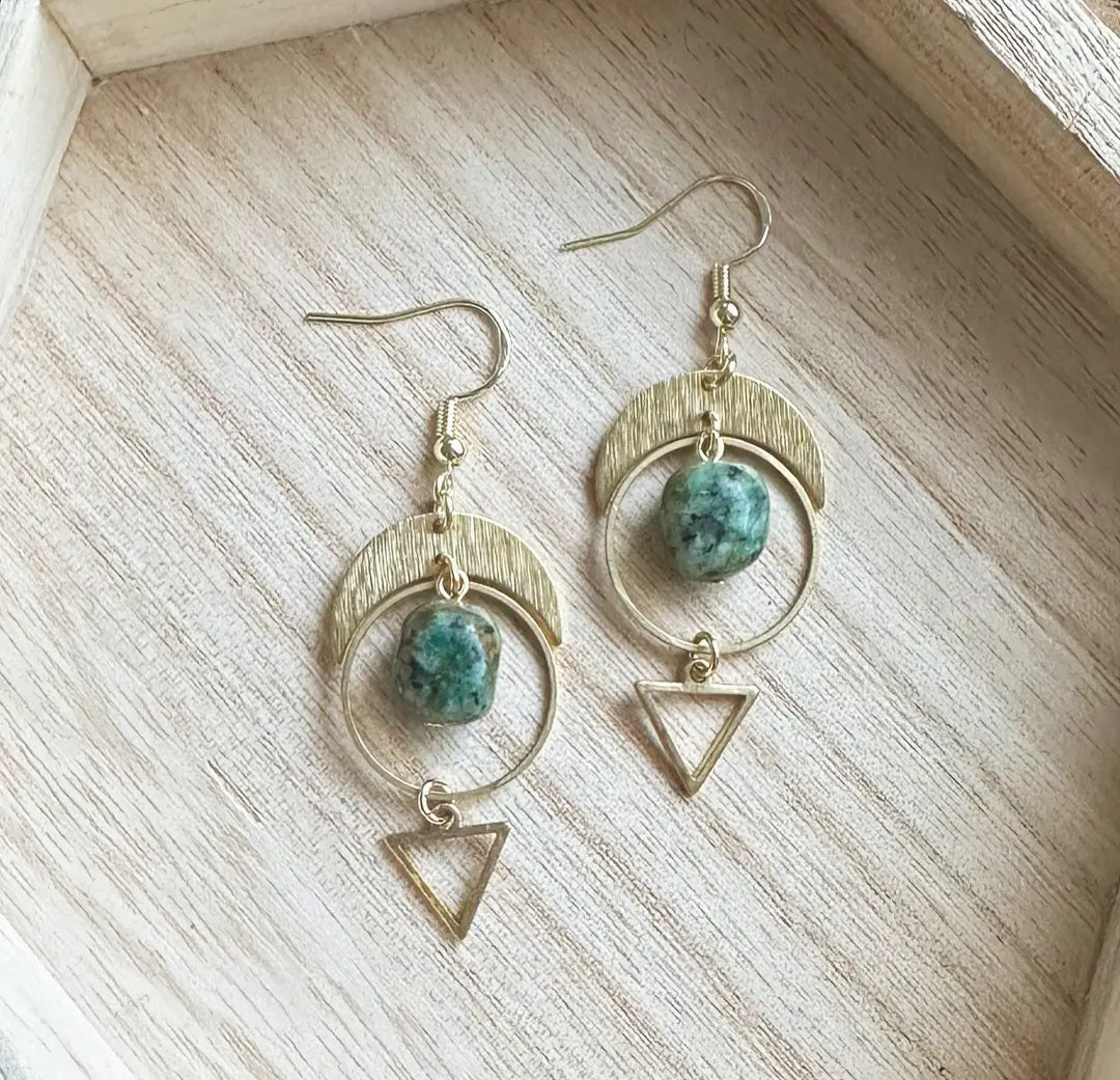 African Turquoise Triangle Hoops
